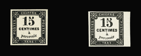 N°3B 15c noir neuf*, TB ; n°4 15c noir avec BdF,
