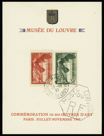N°354/355 Victoire de Samothrace sur carte commémorative.