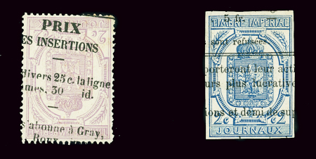 N°2 2c bleu obl., TB et n°7 2c violet, obl., TB
