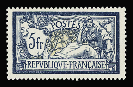 N°123 5fr. bleu et chamois, Merson, neuf **, TB