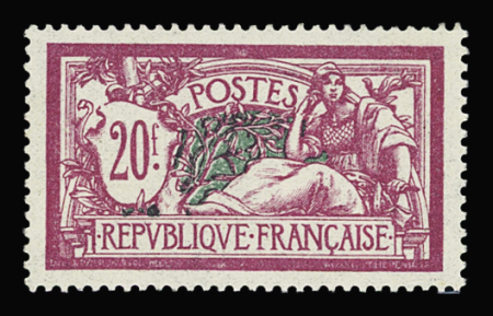 N°208 20fr. lilas rose et vert bleu, excellent centrage,