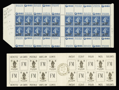 Lot de timbres avec bande publicitaire, dont n°188A,