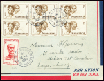 Madagascar n°306, 3 paires + n°308 OBL CAD "Archip