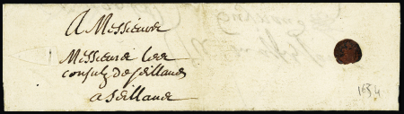 Lettre d'Aix pour Seillans (1634) avec cachet de cire