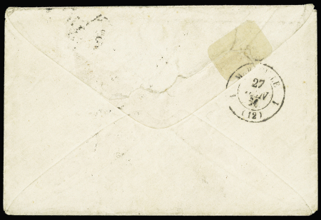N°16 OBL PC 3382 + T15 Toulon-s-Mer (1861) sur let
