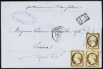 N°16, équerre de 3 timbres, OBL PC 441 + T15 Borde