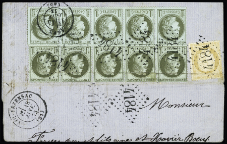 N°25, bande de 5, pli d'archive + n°50, bande de 5