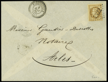 N°28 OBL GC 4522 + T22 "Fontvieille (12)" (1868) s