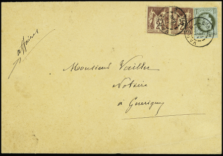 N°50 + 85 en paire OBL "Varzy Nièvre" (1887) sur p
