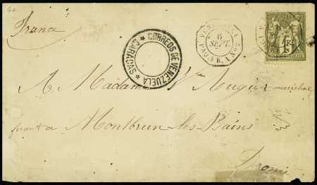 N°72, 1F olive OBL CAD octogonal "Venezuela Paq. F