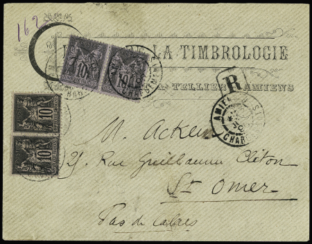 N°89, 2 paires, OBL CAD "Amiens chargements" (1896