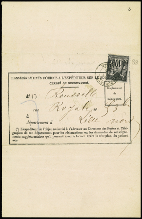 N°89 OBL CAD "chargements Lille" (1883) sur avis r