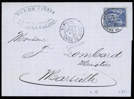 N°90 OBL "Marseille ligne de Tunis" (1880) sur let