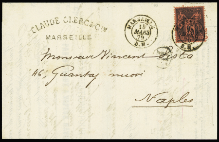 N°91 25c noir sur rouge OBL CAD "Marseille BM" (18