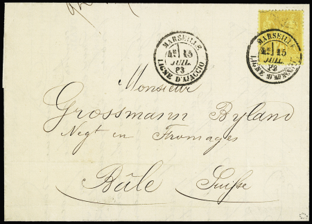 N°92 OBL CAD "Marseille ligne d'Ajaccio" (1883 - S