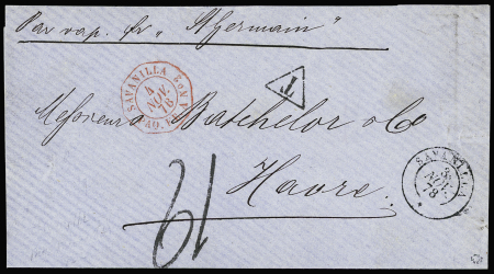 Lettre avec CAD rond noir "Savanilla" (1878) + CAD