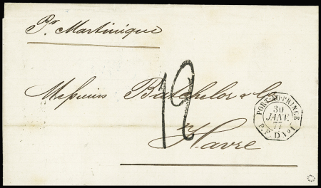 Lettre de Haïti pour Le Havre avec CAD octogonal n