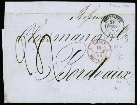 Lettre de Grèce pour Bordeaux avec CAD du Pirée (1