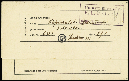 Allemagne n°710B OBL Dachau 3 (nov 44) sur formule