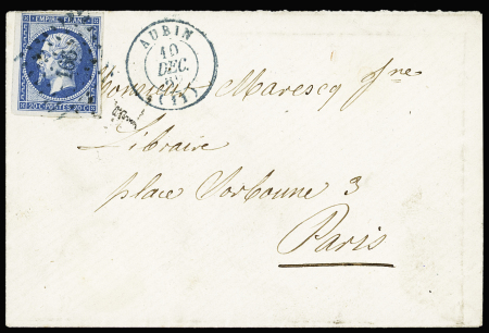 N°14 OBL PC 166 bleu + CAD T15 bleu "Aubin (11)" (