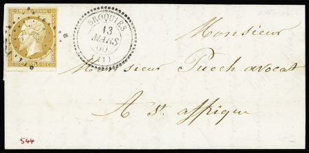 N°13 OBL PC 544 + T22 Broquiès (1860) sur lettre,