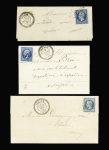 3 lettres : n°14 OBL PC 1607 + T22 Lacalm (1859 -