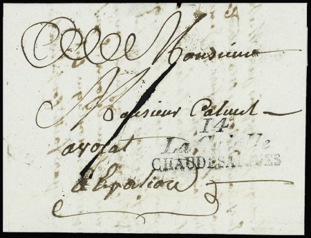 Lettre avec double cursive "14 La Guiolle Chaudesa