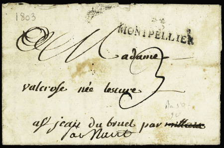 Lettre avec marque manuscrite "Deb de Milhaud" (18