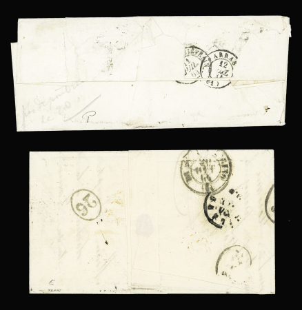 N°22a 20c bleu foncé en bloc de 4 obl. GC 1342 (Doullens, Somme) plus CàD T15 Doullens 11 juil. 1864,