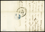 Lettre pour Bordeaux avec cachet d'essai rect "Bay