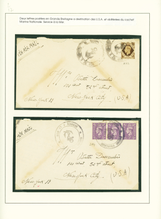 2 lettres par avion pour les USA AFF GB n°222 et G
