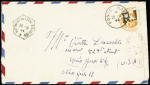 Env. entier postal 6c orange des USA avec surcharg