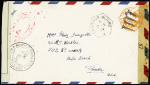 Env. entier postal 6c orange USA avec petite surch