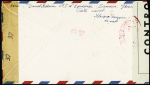 Env. entier postal 6c orange USA avec petite surch