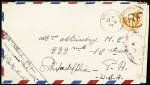 Env. entier postal 6c Oran USA avec surcharge "RF"