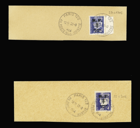 Paris 122. n°27 + 28 OBL sur fragment et 2 cartes