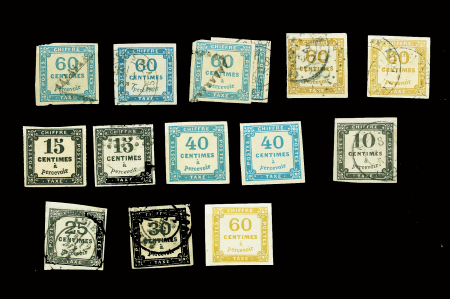 Lot de timbres-taxe carrés dont n°8, 2ex OBL et 1