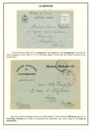11 plis de prisonniers français 1940-1945 dont CP avec photo cousue et postkarte avec Croix-Rouge au tampon. TB