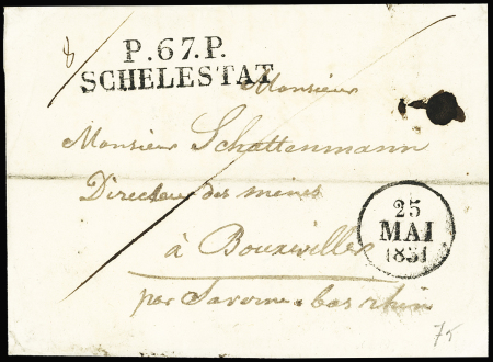 BAS-RHIN MP "P 67 P Schelestat" (45 x 11mm) + dateur