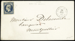 N°14 OBL losange de points "AOQG" + CAD "Armée d'Orient Quartier Gal" (1855) sur enveloppe avec correspondance à en-tête "Armée d'Orient - Service du génie - Etat Major Général". TB