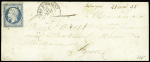 N°14 OBL losange de points "AOC" + CAD triple cercle "Armée d'Orient Bau C" (22 mai 1855) sur lettre pour Lyon