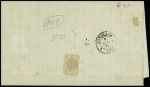 2 lettres : n°23 OBL GC 5095 + CAD perlé T22 "Salonique Turquie" (1871) et n°23 en paire OBL GC 5082 + T15 "Beyrouth Syrie" (1867). TB