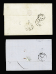 TUNISIE - 2 lettres : n°38 + 58 en paire OBL G 5107 + T17 "Tunis Tunisie" (1874) et n°56 en paire OBL GC 5107 seul (Tunis). TB