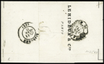 N°38 + 76 OBL CAD "Paris Pl. de la Bourse" (1877) sur lettre, bel AFF composé Cérès-Sage, rare avec le n°76. TB