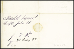 N°92, 25c bistre sur jaune OBL CAD d'essai à cercle épais et interrompu "Paris Pl de la Bourse" (6 juil 81 - De Beaufond n°671) sur lettre pour Barcelone. TB