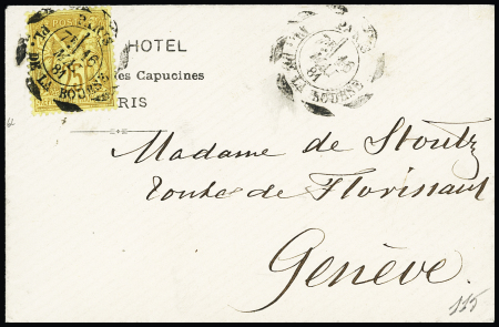 N°92 25c bistre sur jaune OBL CAD d'essai à cercle