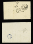 2 lettres : n°93 OBL Bordeaux (1880) sur lettre pour les USA (Nouvelle-Orléans) et n°75 + 90, 2 pièces, OBL St Malo Ille et Vilaine (1879) sur lettre pour Port-Louis (Ile Maurice). TB