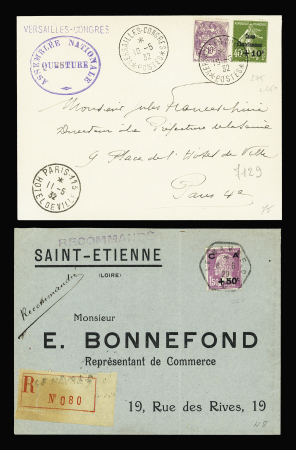 Ensemble de 8 lettres AFF avec Caisse d'amortissement petits formats dont n°266 à 268 sur lettre pour l'Allemagne et n°277 seul sur lettre pour la Turquie avec arrivée. TB lot
