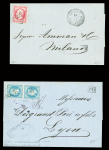 4 lettres : n°24 OBL GC 5095 + CAD perlé "Salonique Turq. D'Europe" (1864) sur lettre pour Milan - n°17, bien margé, OBL PC 4012 + CAD perlé "Salonique Turq. D'Europe" (1875) - n°29 en paire OBL GC 5084 (Dardanelles) + m