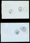 4 lettres : n°24 OBL GC 5095 + CAD perlé "Salonique Turq. D'Europe" (1864) sur lettre pour Milan - n°17, bien margé, OBL PC 4012 + CAD perlé "Salonique Turq. D'Europe" (1875) - n°29 en paire OBL GC 5084 (Dardanelles) + m